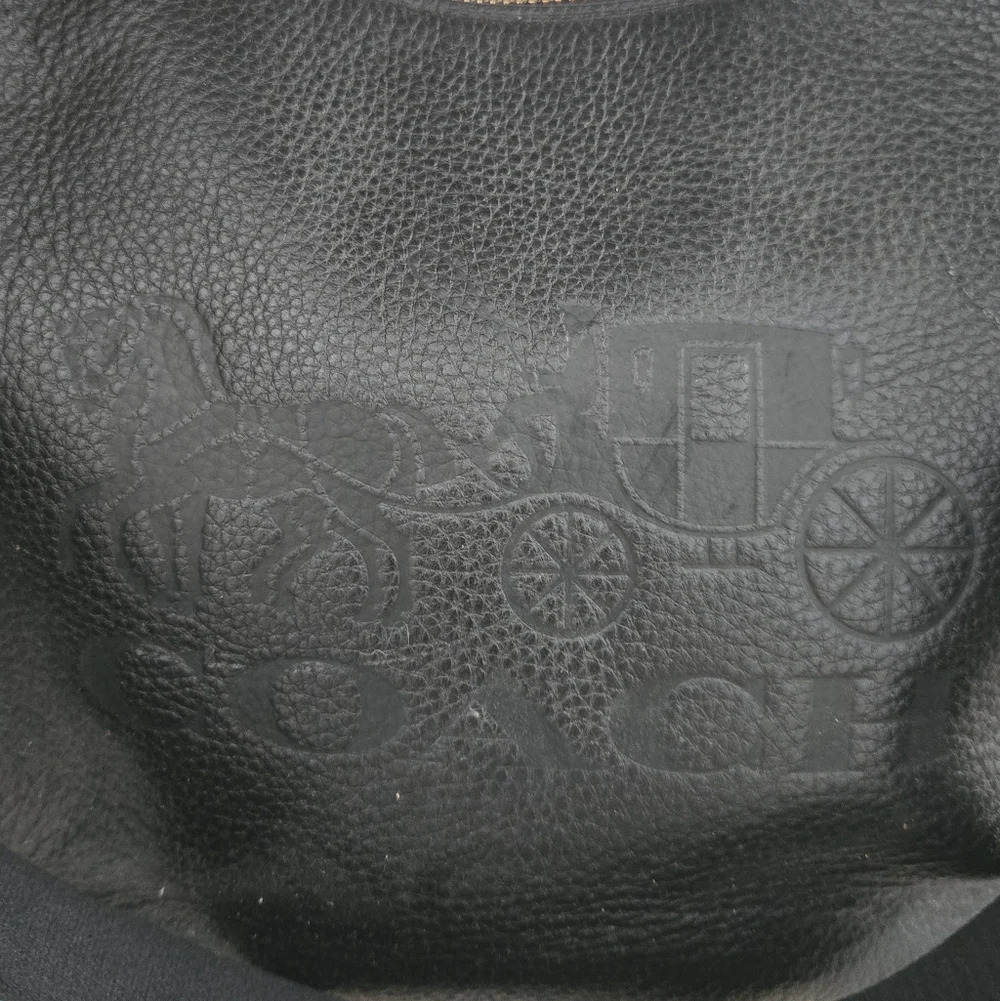 Coach Black Pebble Leather Hobo Satchel Bag with Gold Accents - Picture 3 of 10